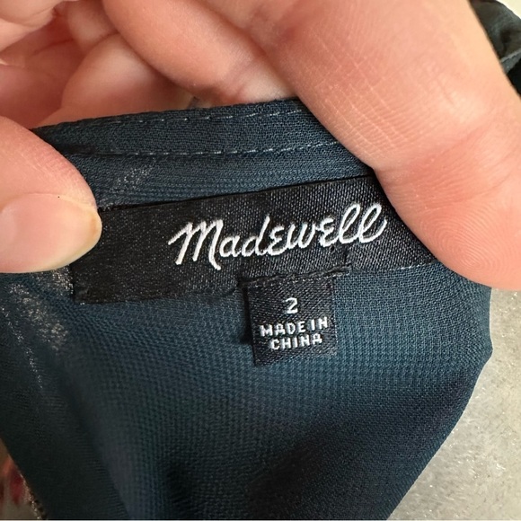 Madewell Gray and Maroon Floral A-line Chiffon Mini Dress - Picture 5 of 7